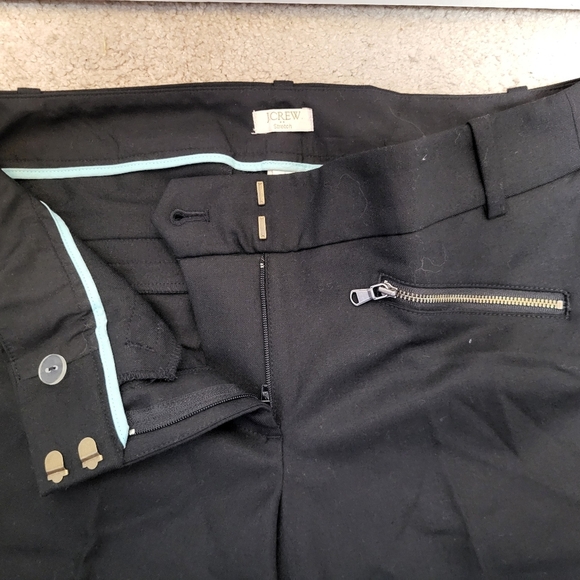 J. Crew Women's Black Stretch Tailored Trousers with Zipper Detail - Size 2 - Picture 3 of 6